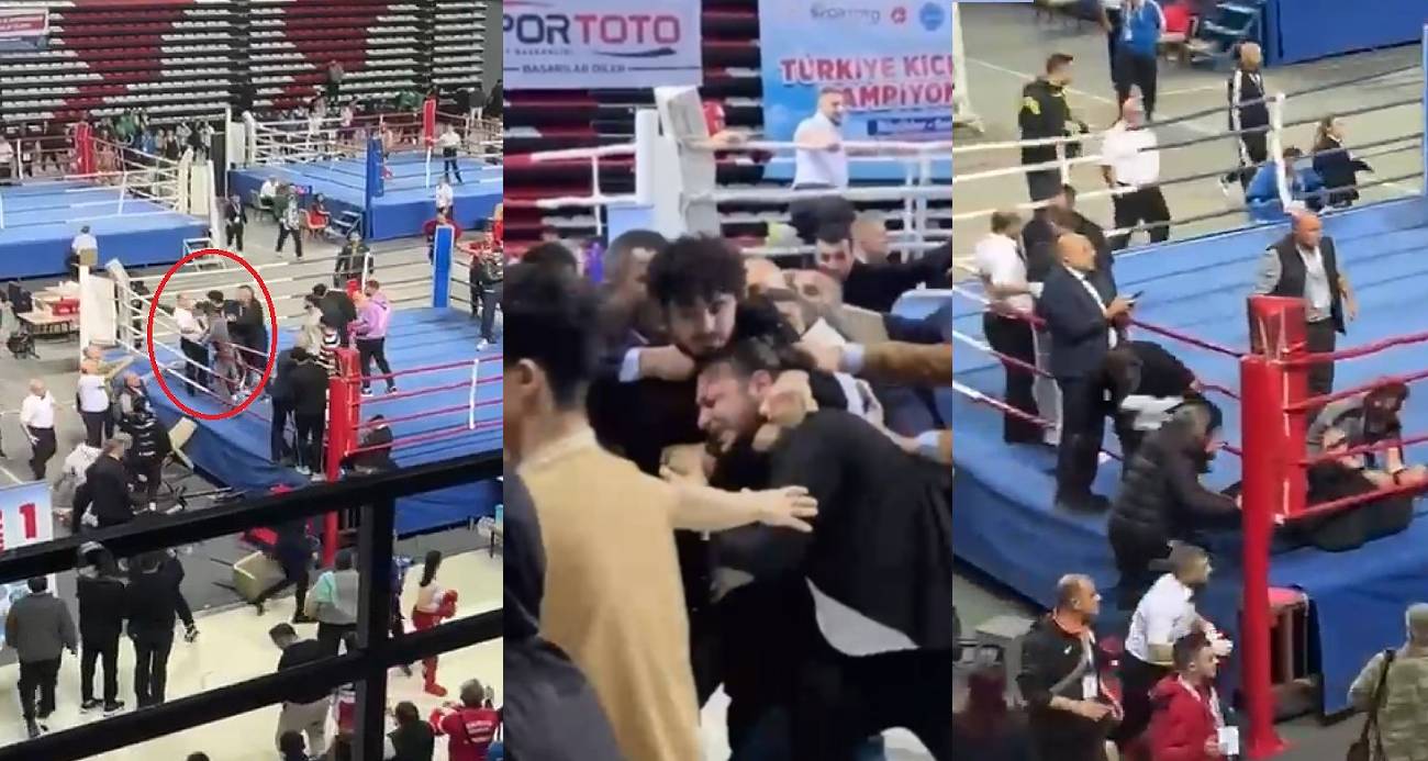 Kick boks maçında kavga ring dışına taştı: 1’i hakem 2 yaralı