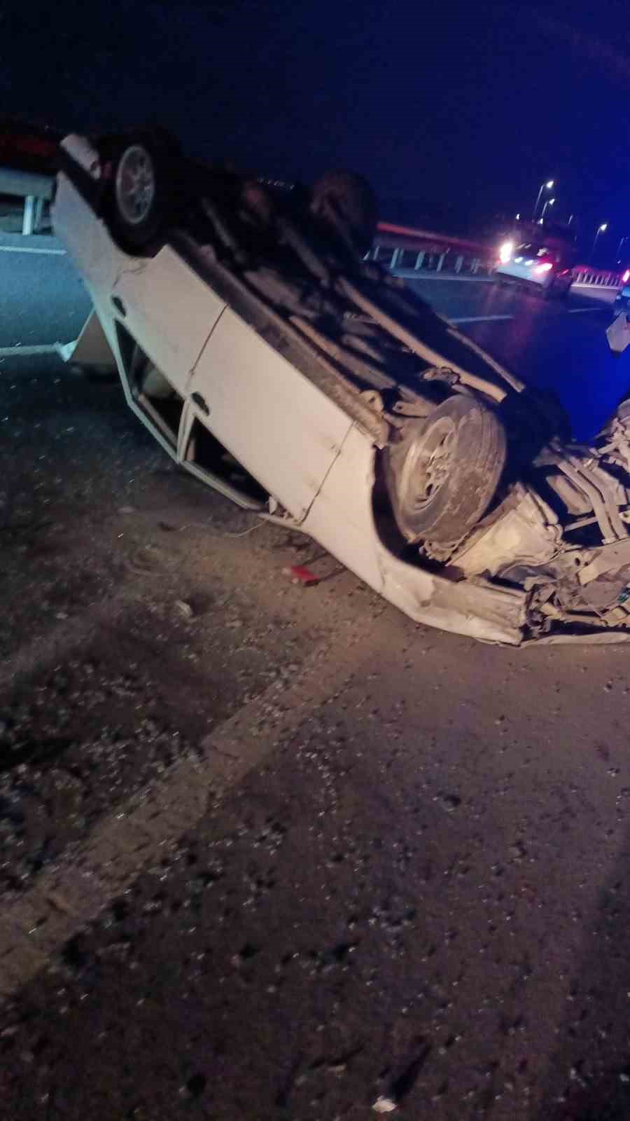 Düzce’de otomobil takla attı: 1 yaralı