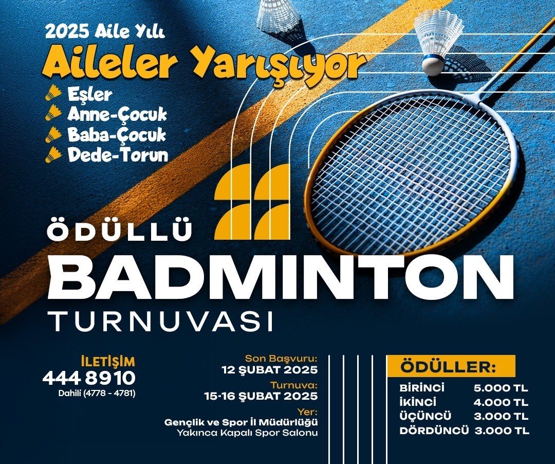 Yeşilyurt Belediyesi’nden ödüllü badminton turnuvası