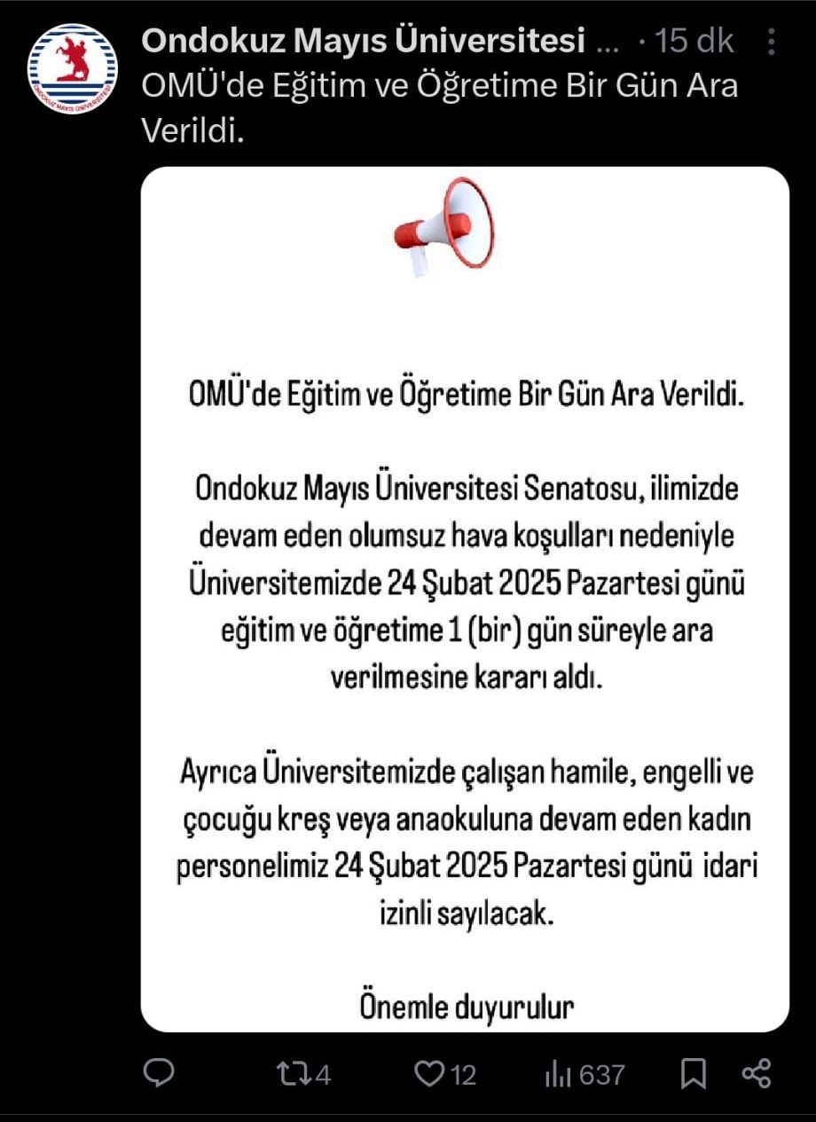 OMÜ’de eğitim ve öğretime kar engeli