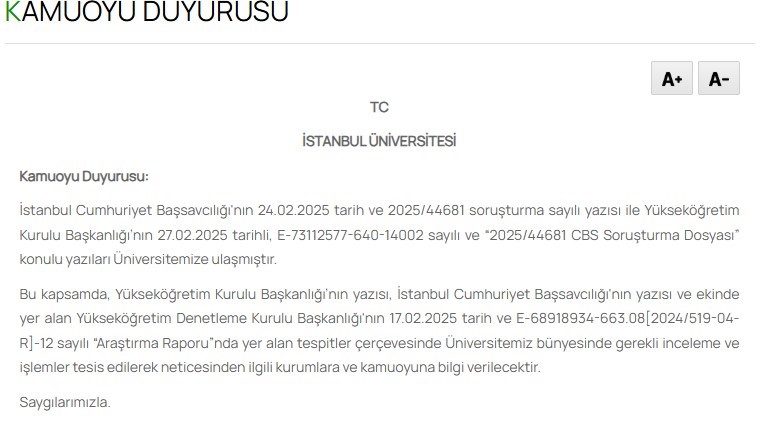 İstanbul Üniversitesi’nden 