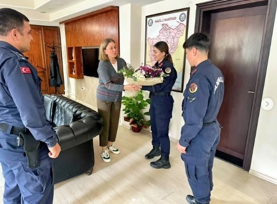 Jandarma, Nazilli Kaymakamı Kan’ın Kadınlar Günü’nü kutladı