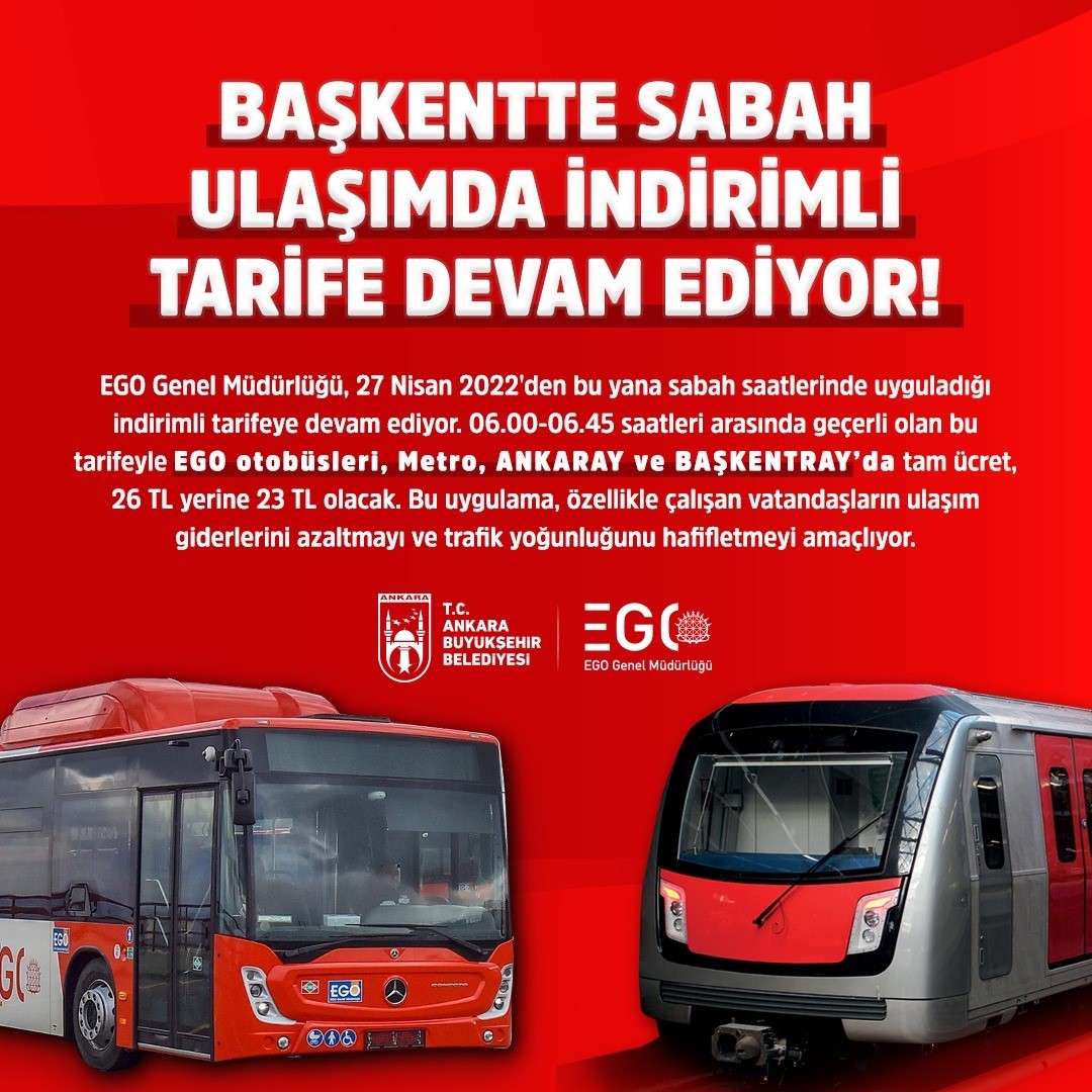 Başkent’te sabah ulaşımında indirimli tarife devam ediyor