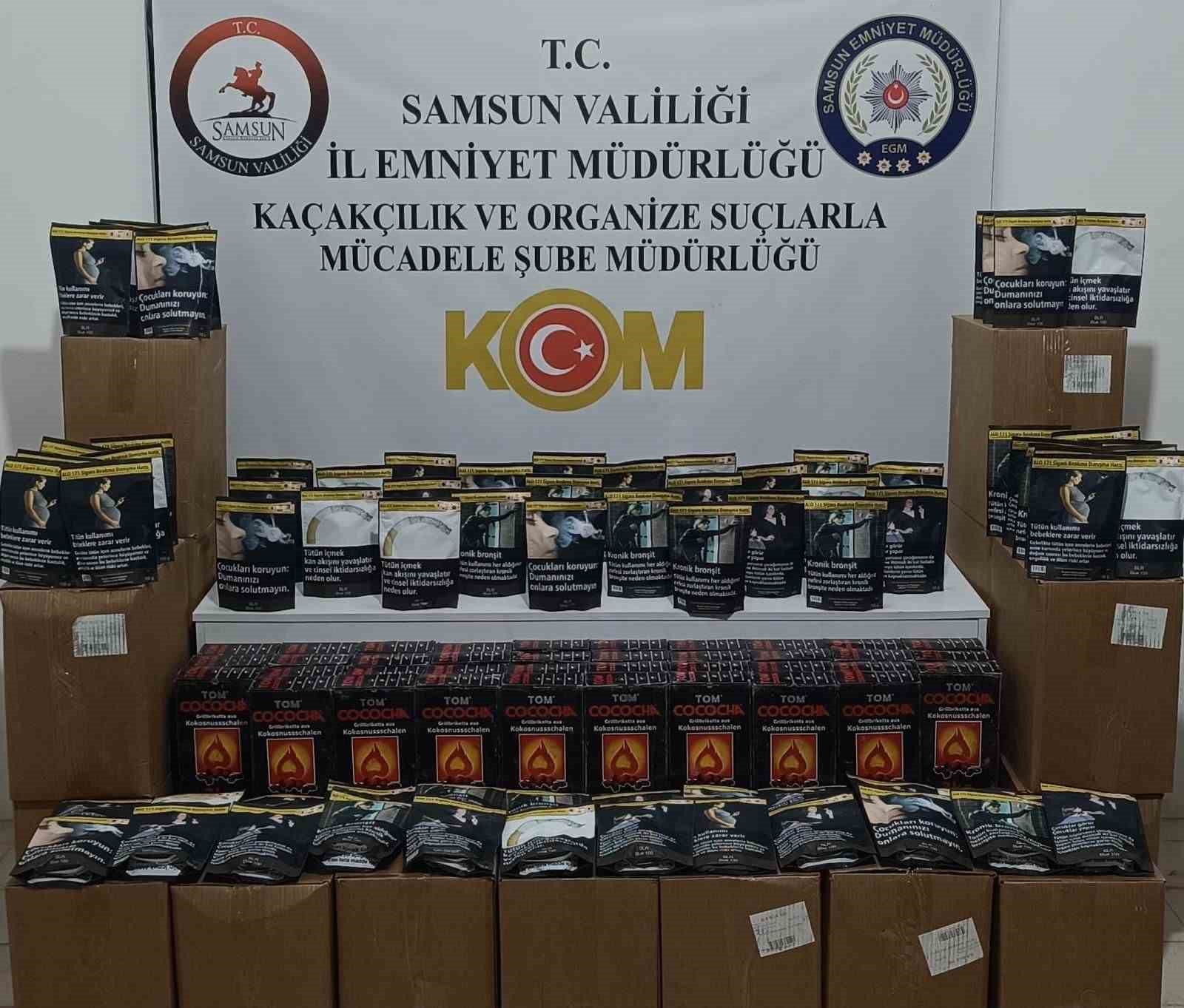 Samsun’da kaçak tütün ve nargile kömürü ele geçirildi