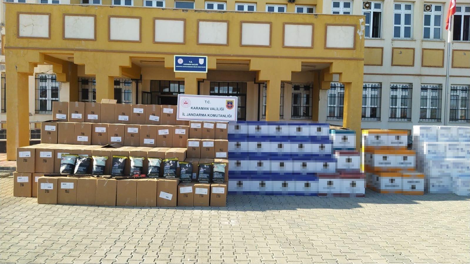 Karaman’da jandarmadan kaçak tütün ve makaron operasyonu