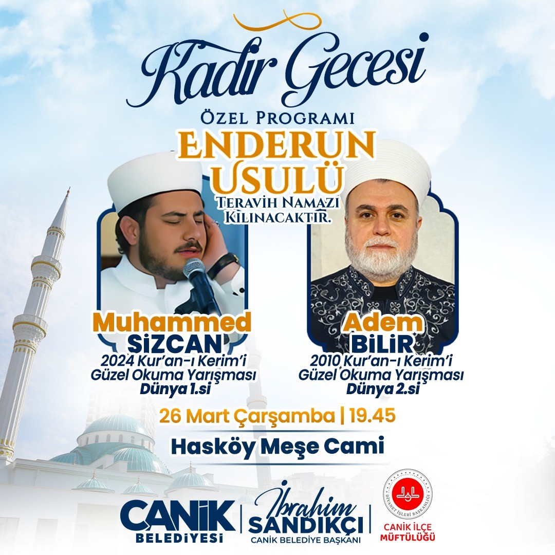 Canik’te Kadir Gecesi’ne özel program
