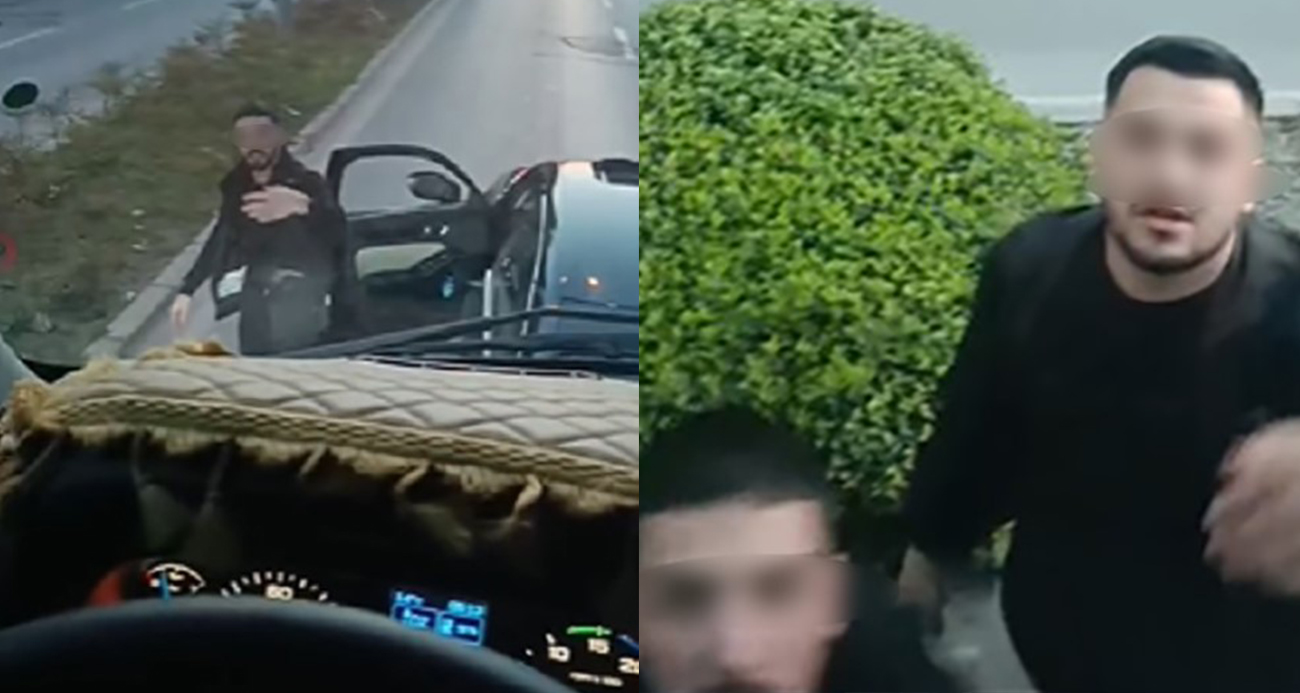 Yol ortasında aracından indi, arkasındaki araca saldırdı