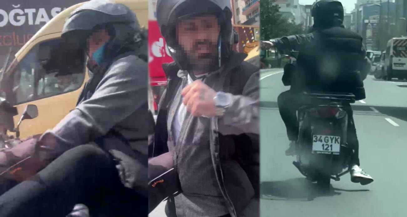 Esenyurt’ta motosikletli maganda kamerada: Otomobili tekmeledi, aynasını kırdı