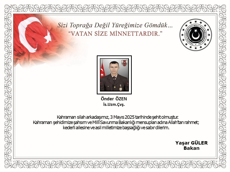 Irak’ın kuzeyinde Pençe Operasyon bölgesinde mayına basarak yaralanan asker şehit oldu