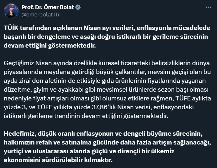 Ticaret Bakanı Bolat: 