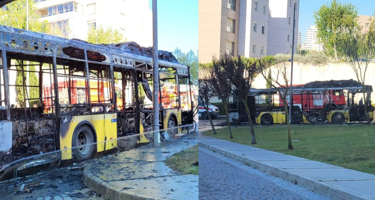 Başakşehir’de İETT otobüsü alev alev yandı