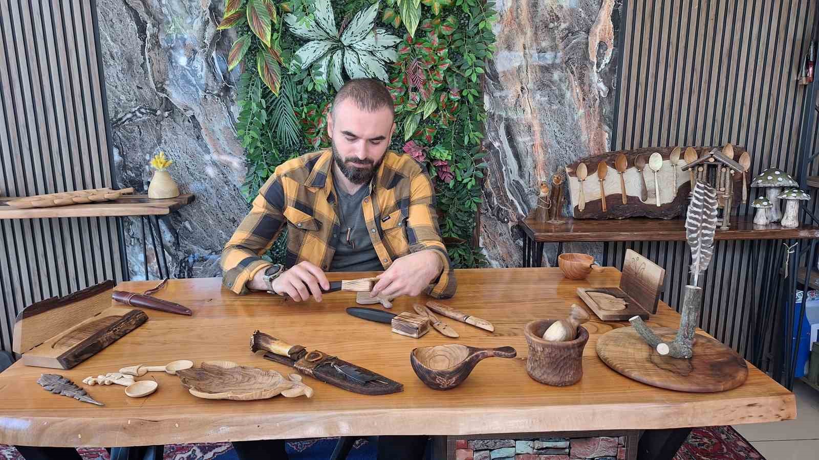 Hobisi işe dönüştü, Trabzon’dan dünyaya el emeği ahşap ürünler gönderiyor
