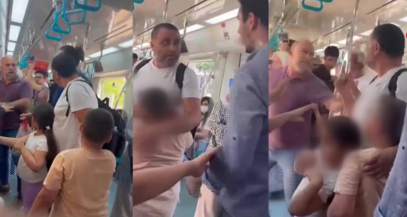 Marmaray’da çocuklarının yanında babaya yumruk
