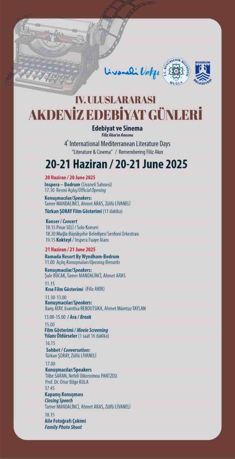 4. Uluslararası Akdeniz Edebiyat Günleri Bodrum’da yapılacak