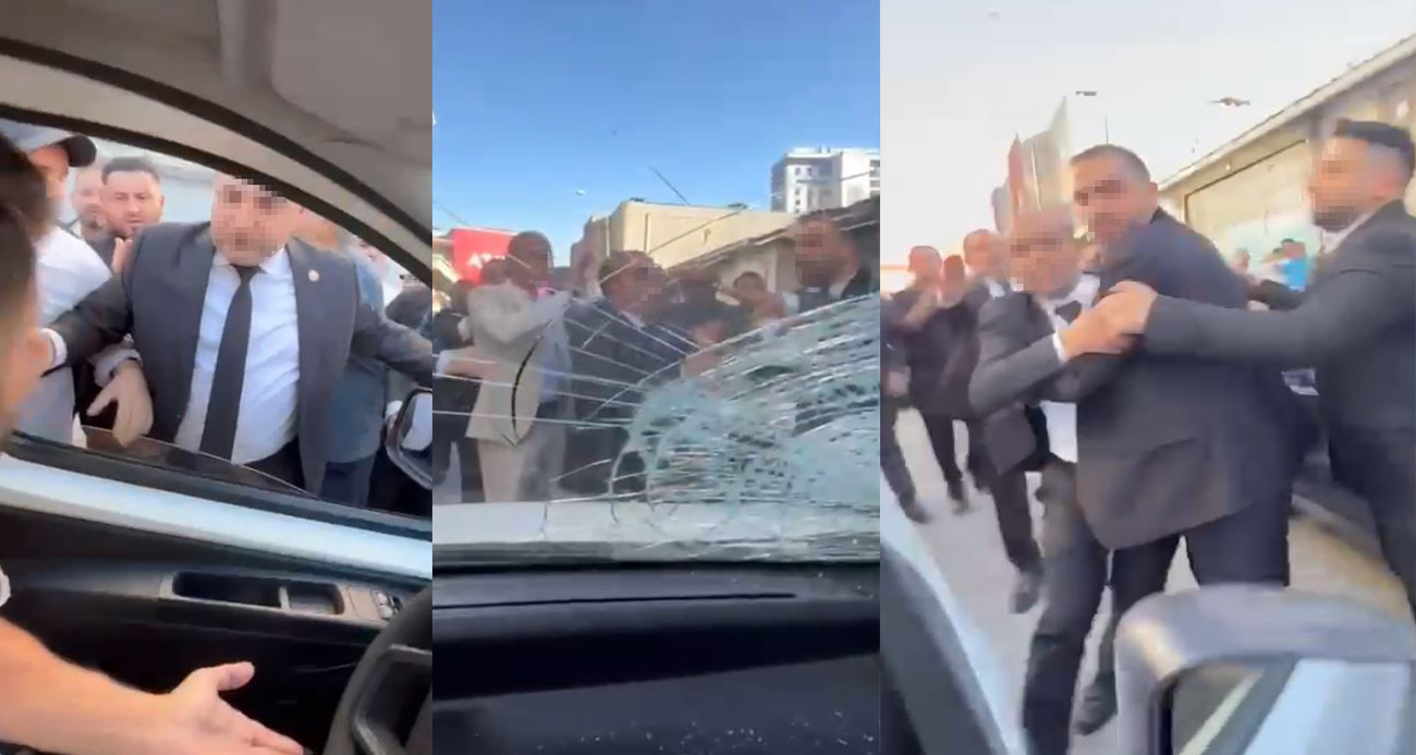 Esenyurt’ta yolu kapatan düğün konvoyuna tepki gösterince, taş ve yumrukların hedefi oldular