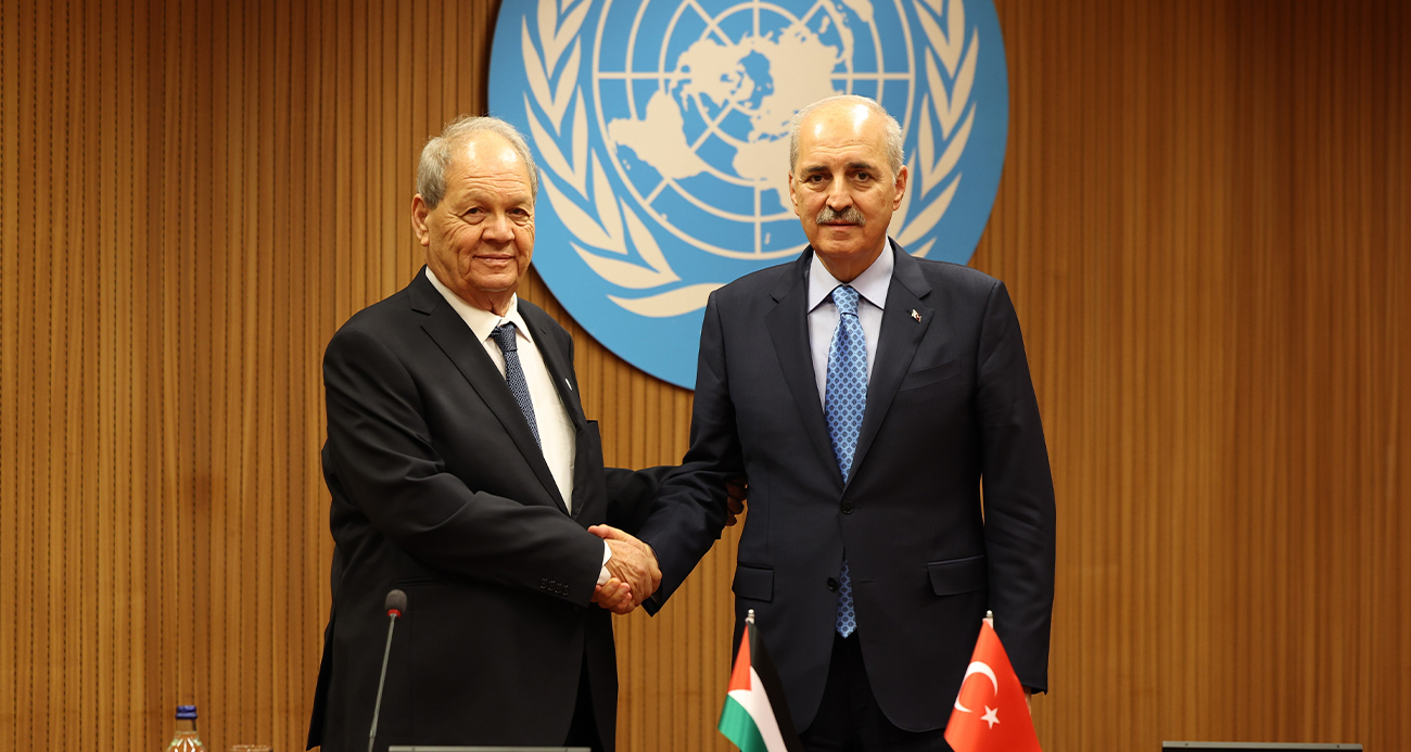 TBMM Başkanı Kurtulmuş, Filistin Ulusal Konseyi Başkanı Fattouh ile bir araya geldi