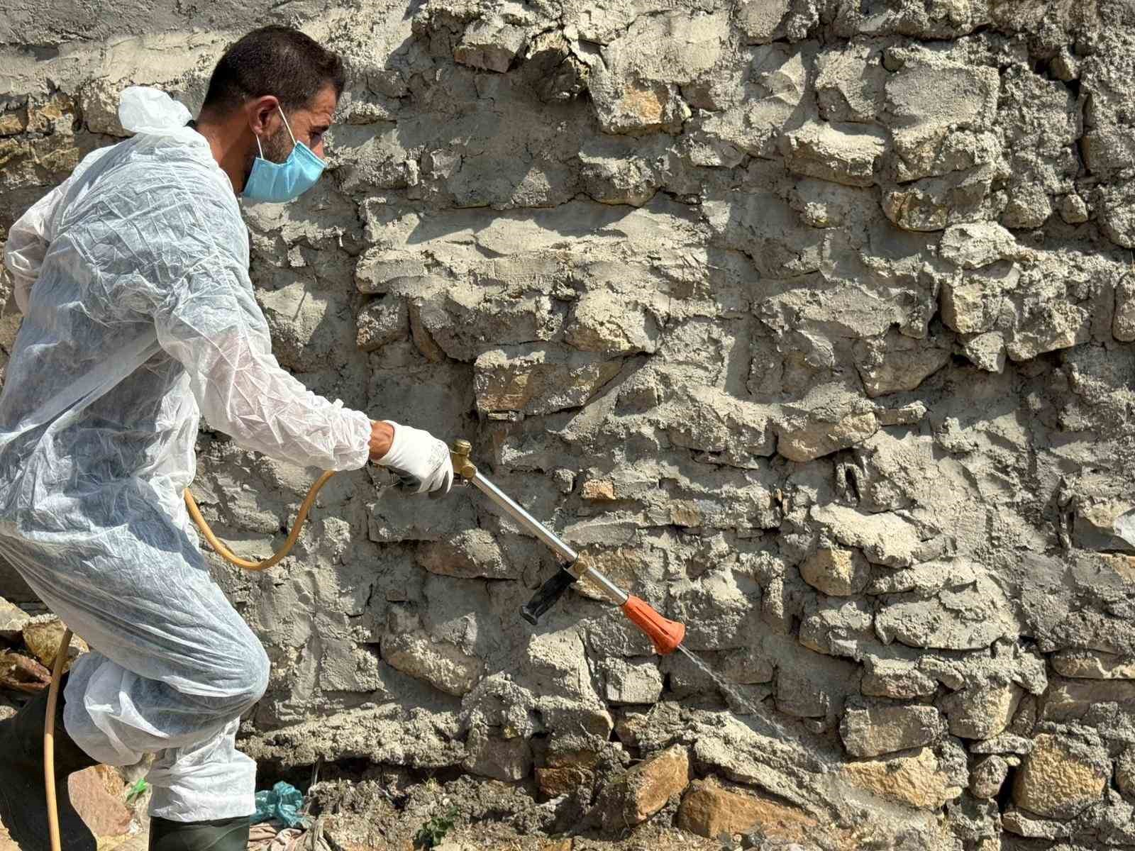 Batman’da akreplerin istila ettiği köyde ilaçlama yapıldı