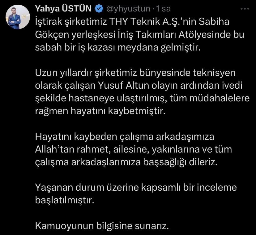 THY İletişim Başkanı Yahya Üstün’den 