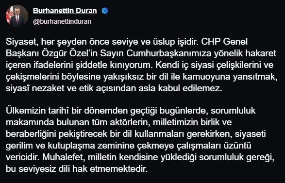 İletişim Başkanı Duran: 