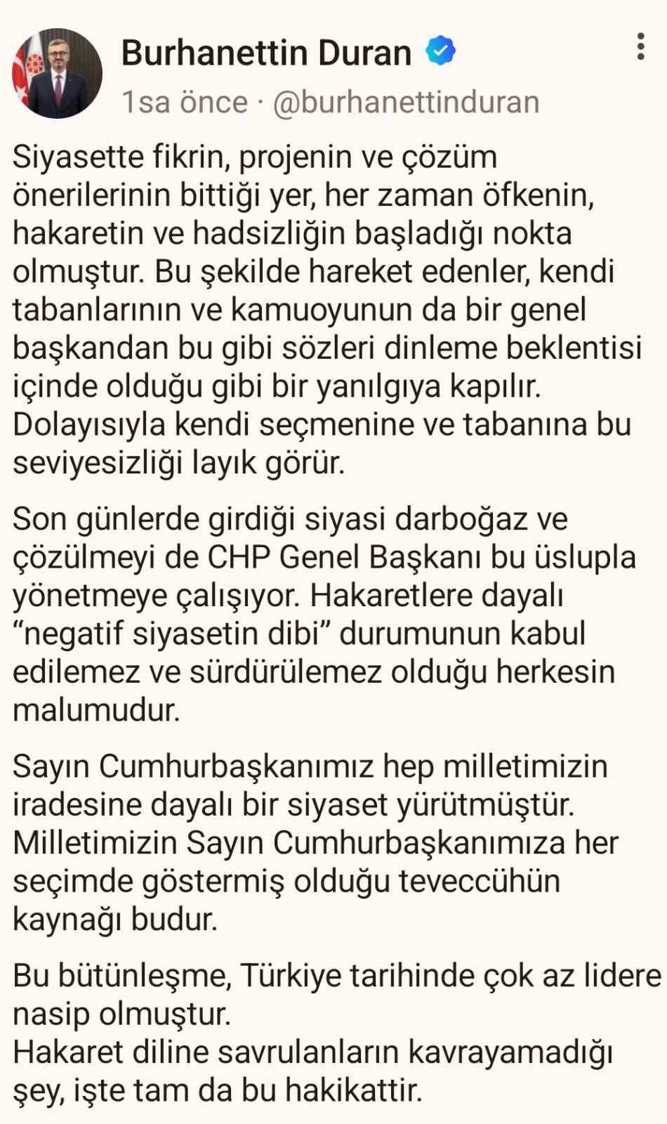 İletişim Başkanı Duran: 