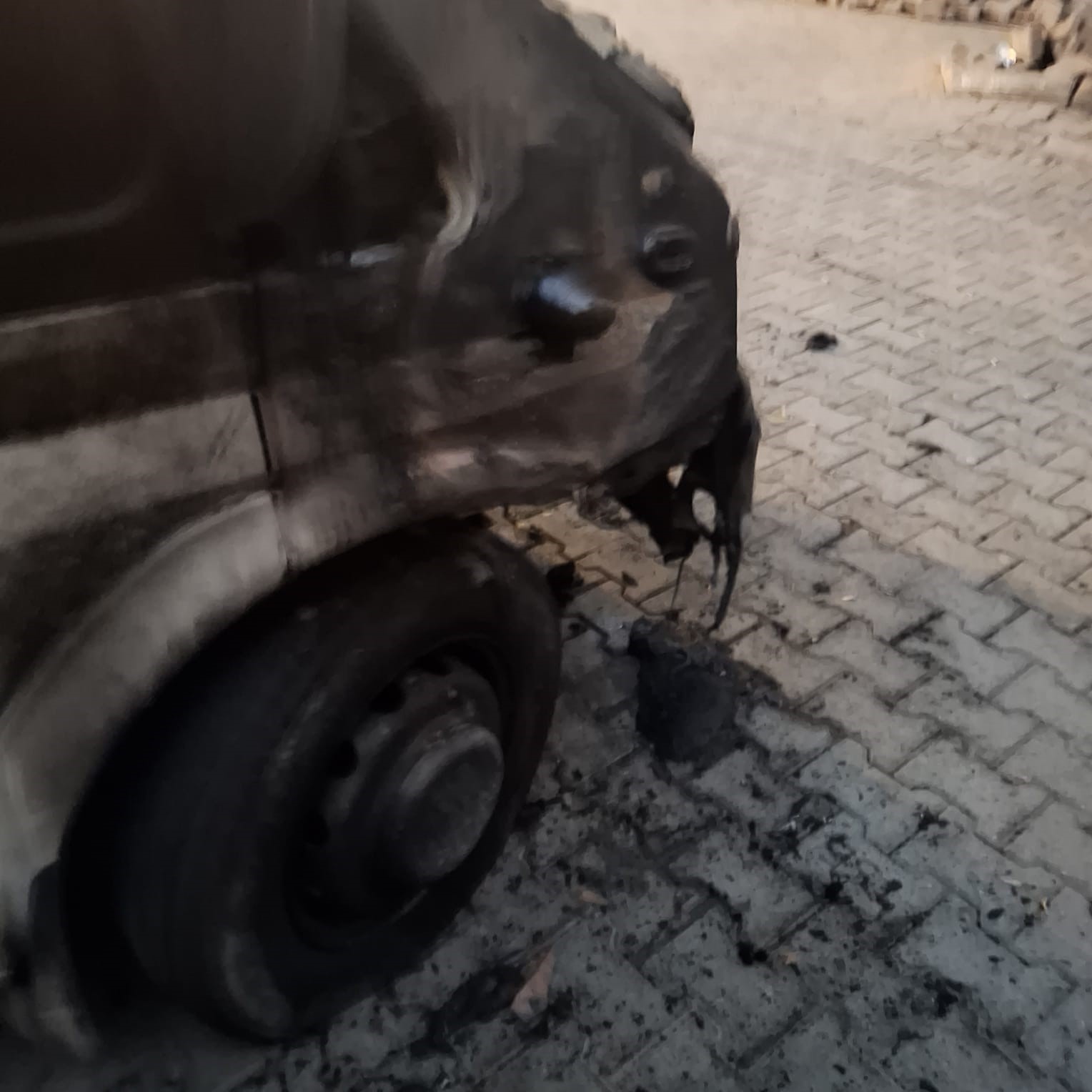 Kağızman da park halindeki 1 araç yandı