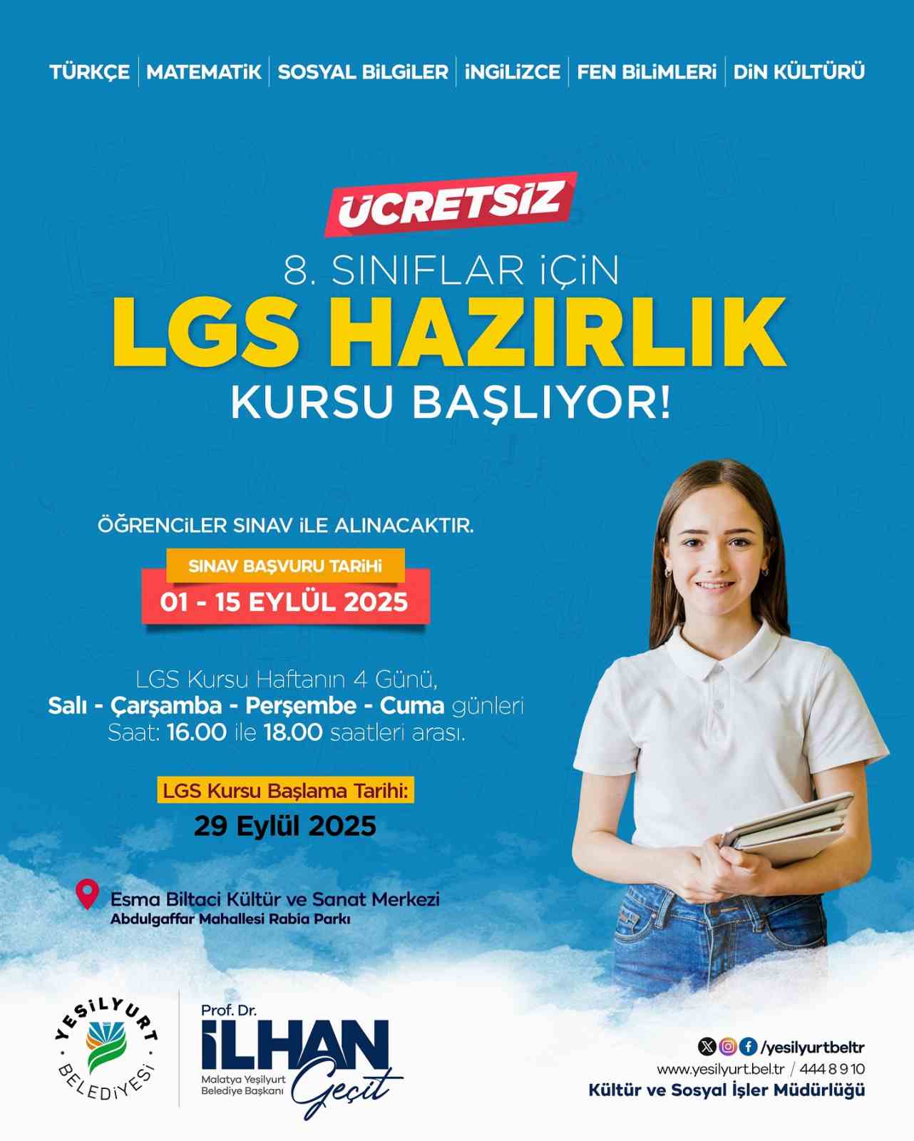 Yeşilyurt Belediyesi’nden ücretsiz LGS kursu