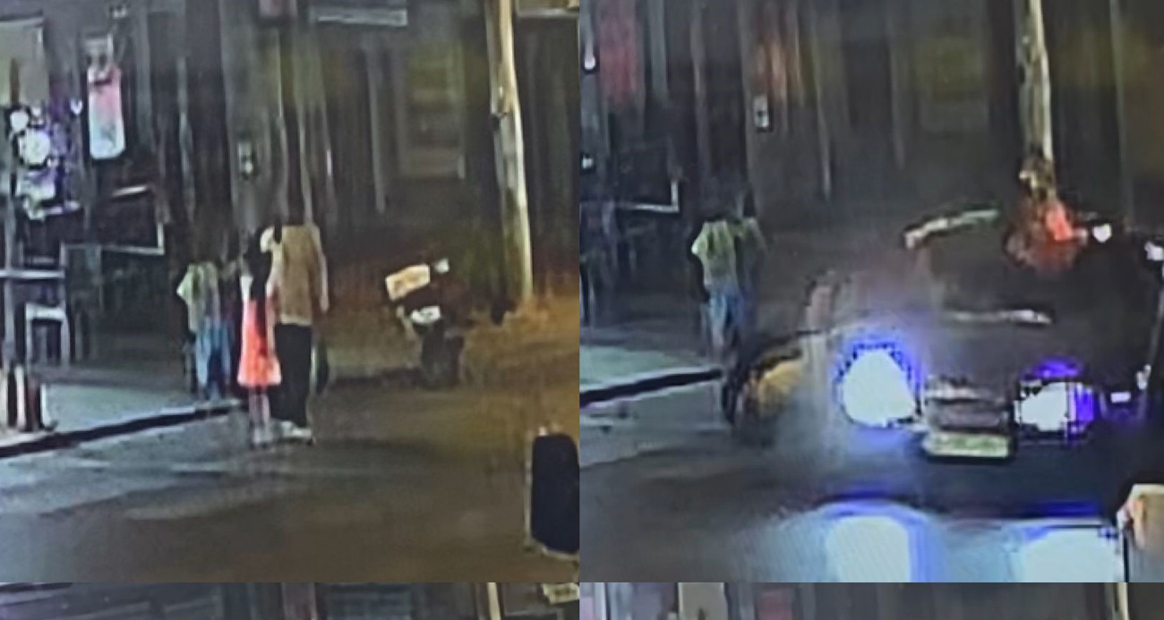 Anne ve kızına otomobilin çarptığı kaza kamerada