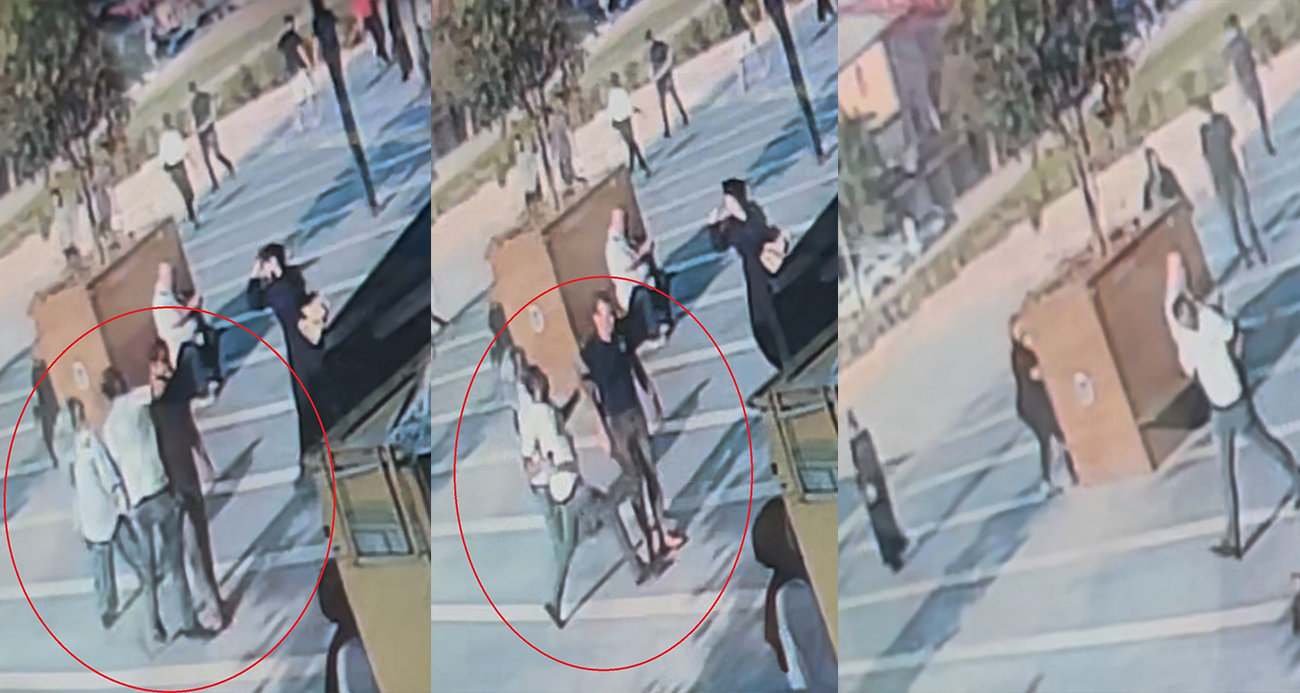 Bıçakla geldi tek yumrukta yere serdi...O anlar kamerada