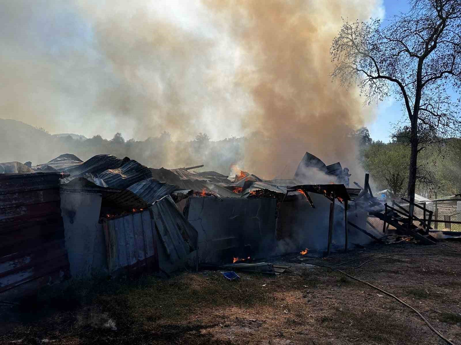 Alevlere teslim olan samanlık kullanılamaz hale geldi