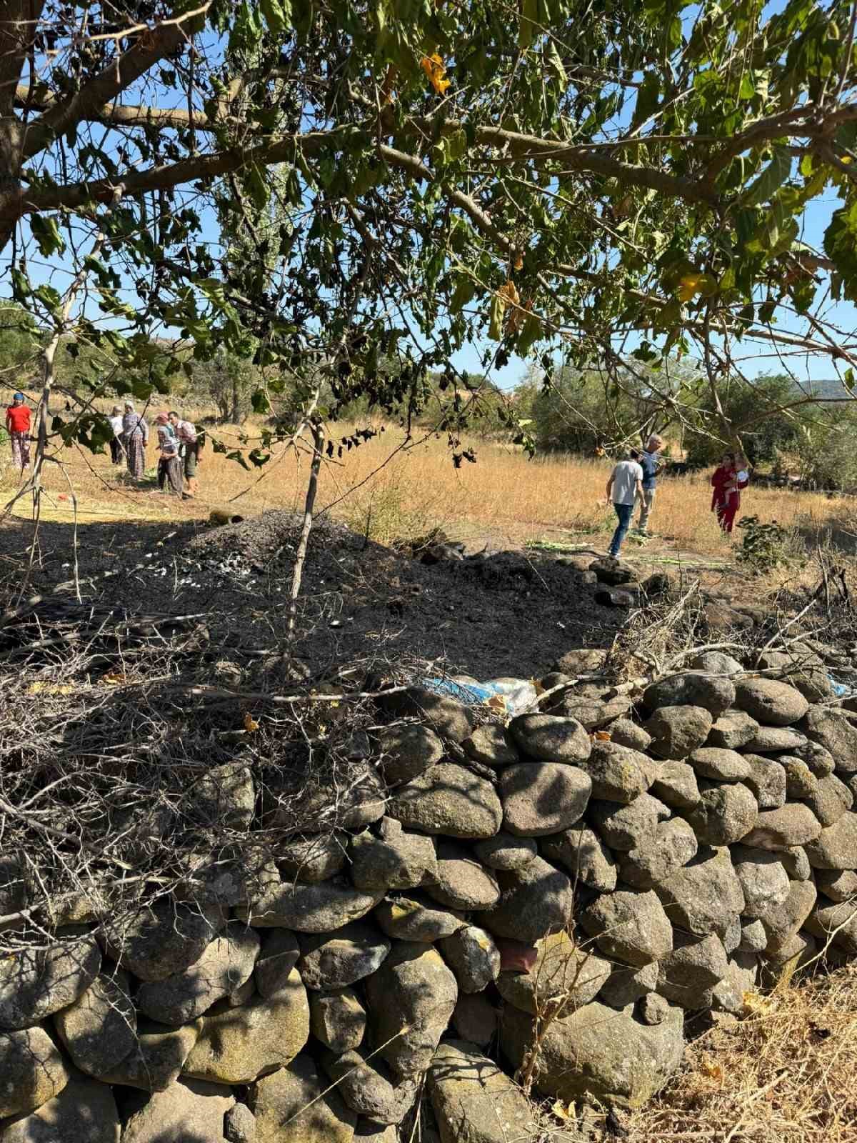Sındırgı’da ot yangını bahçedeki yapıya sıçradı