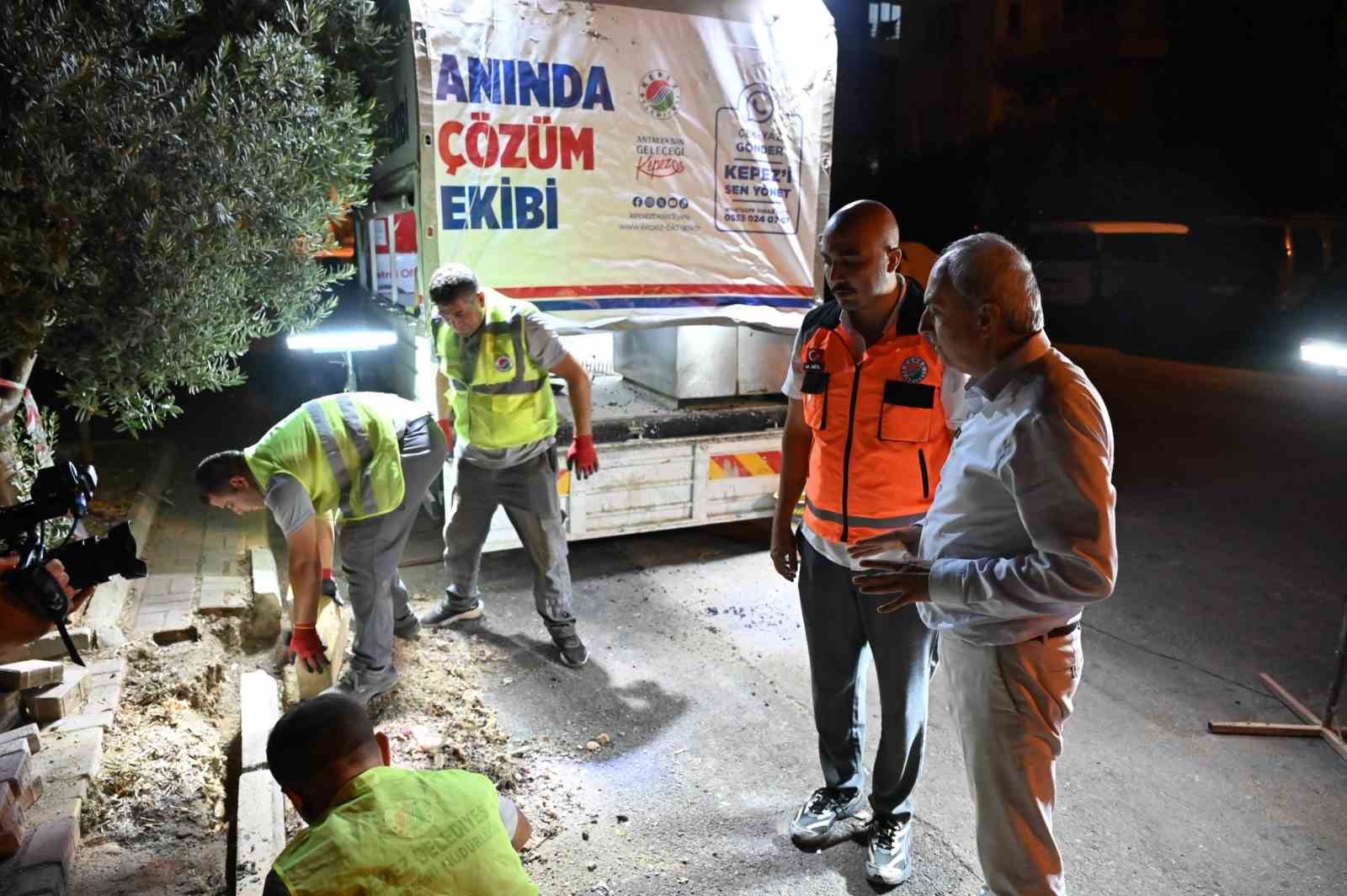 Kepez Belediyesi, ’Anında Çözüm Ekibi’ ile gece gündüz sahada