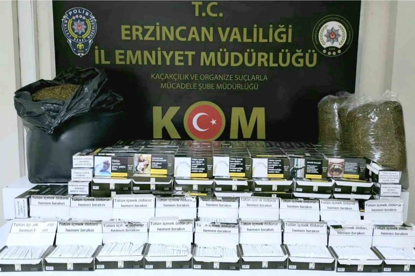 Erzincan’da 50 bin dal makaron, 25 kilo tütün ele geçirildi