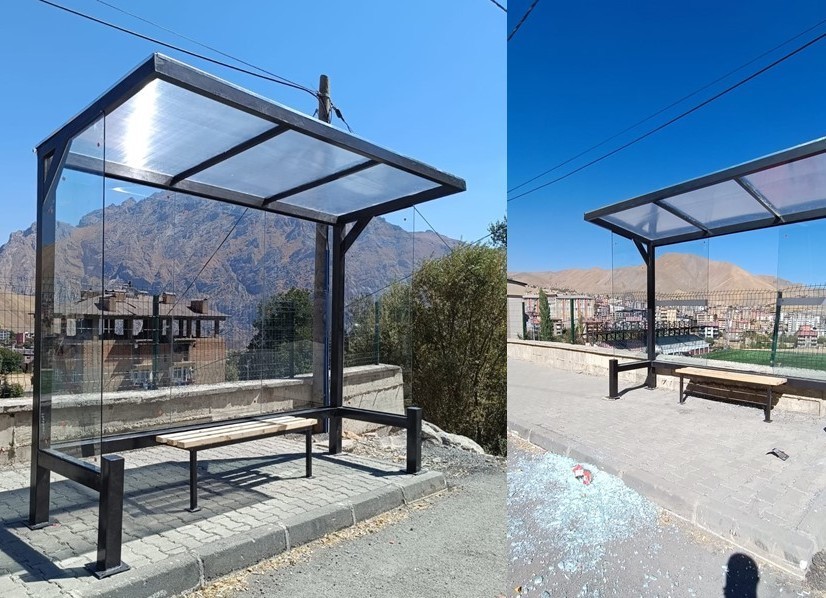 Hakkari’de yeni otobüs durakları tahrip edildi