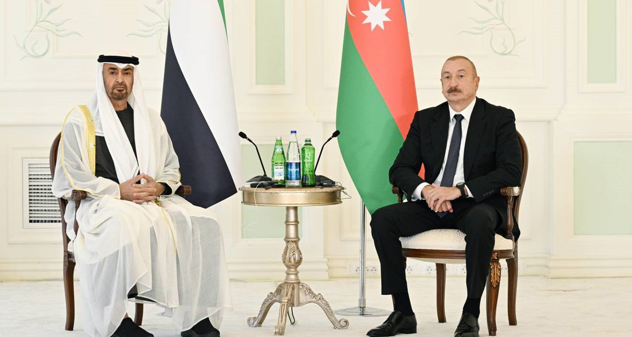 BAE Devlet Başkanı Nahyan, Azerbaycan Cumhurbaşkanı Aliyev ile bir araya geldi