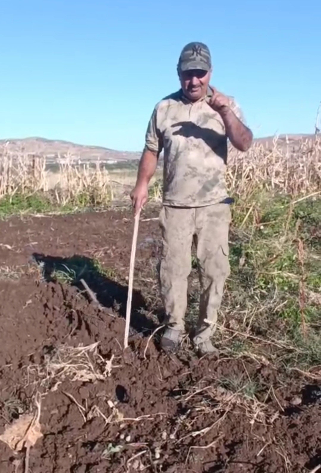 Çiftçiden bahçesini talan eden domuza tebessüm ettiren tepki: 