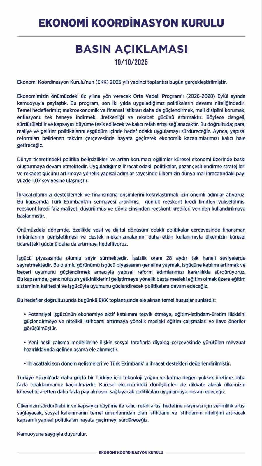 Ekonomi Koordinasyon Kurulu: 