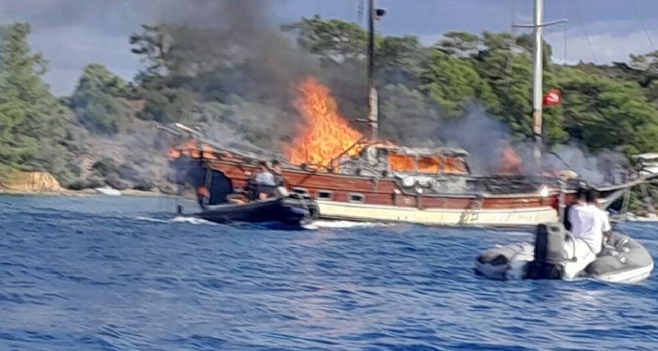 Göcek’te tekne yangını