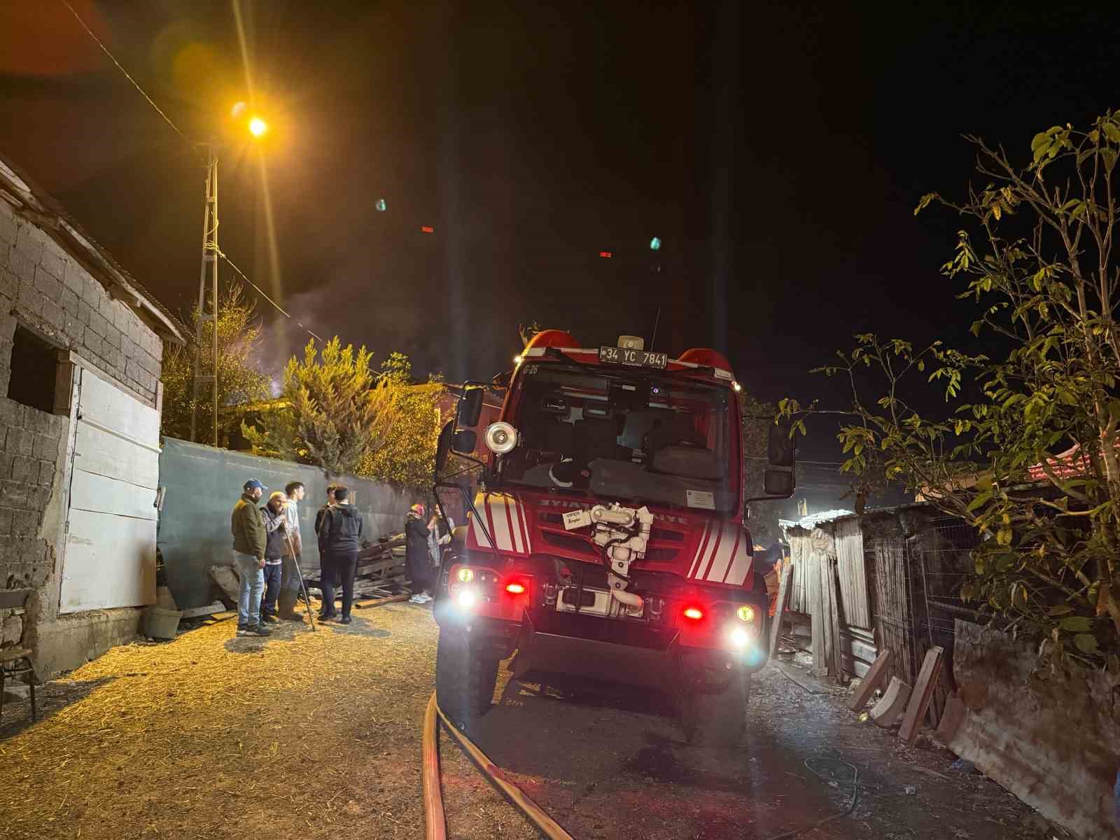 Çatalca’da samanlık yangını eve sıçradı, 4 hayvan telef oldu