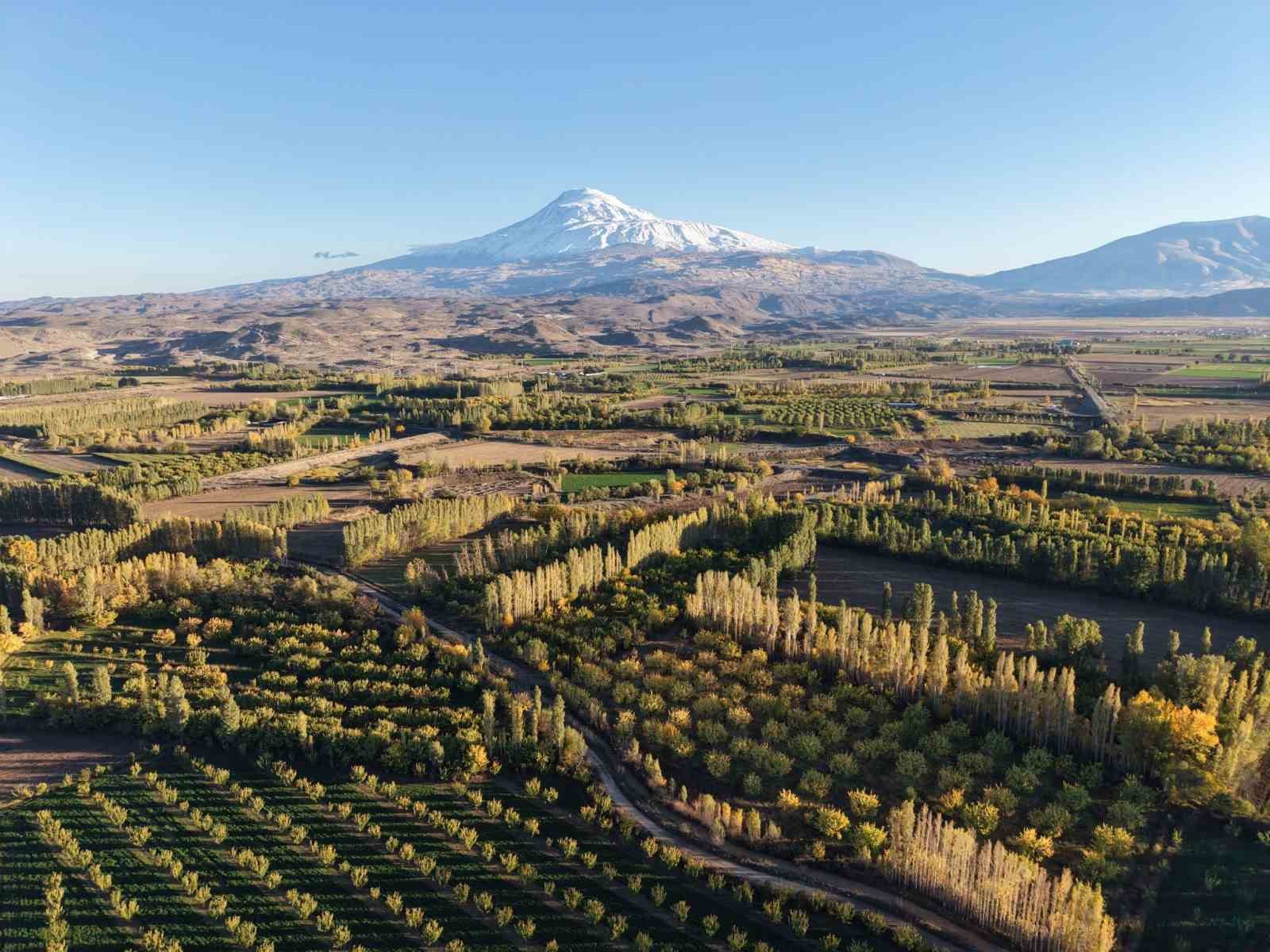 Iğdır’ın renk cümbüşüne dönüşen doğal cenneti İrem Bağları, havadan görüntülendi