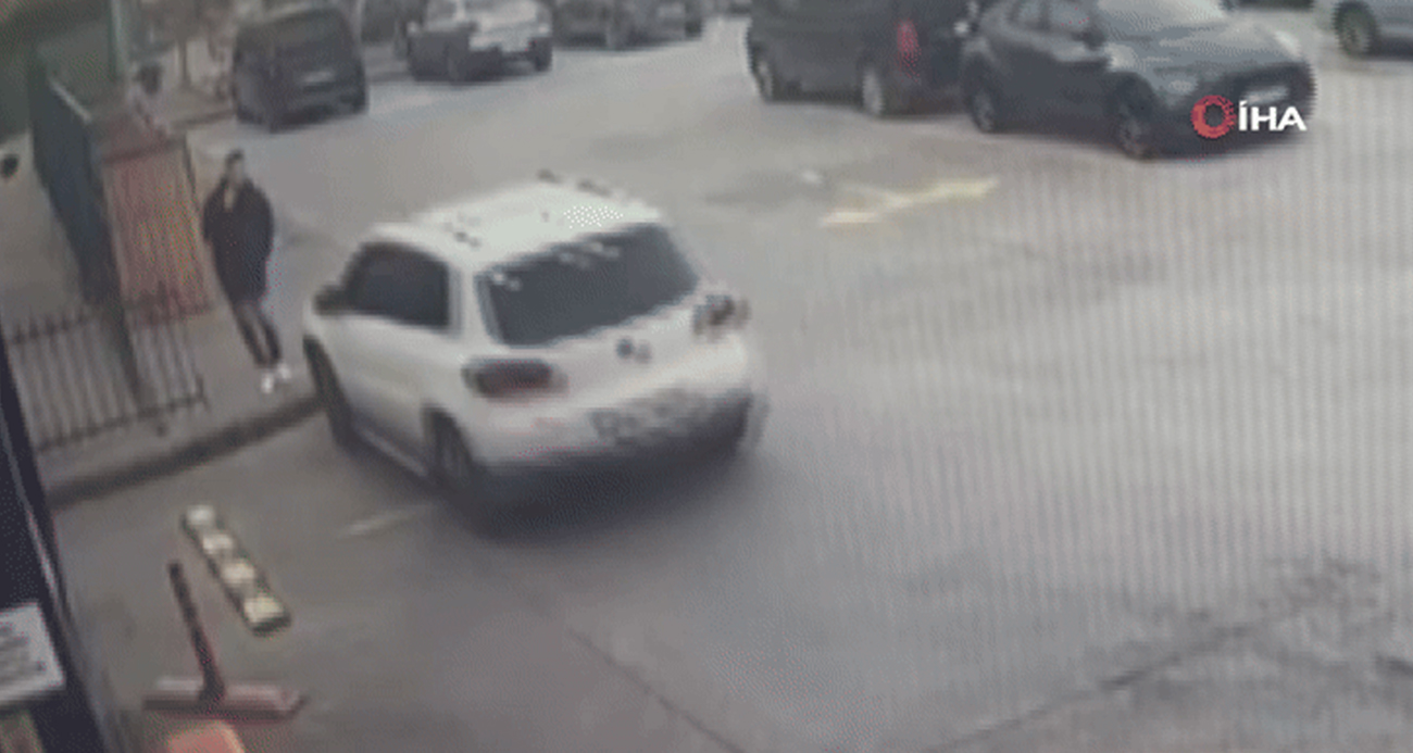 Bahçelievler’de otoparkta yaşanan ilginç kaza kamerada