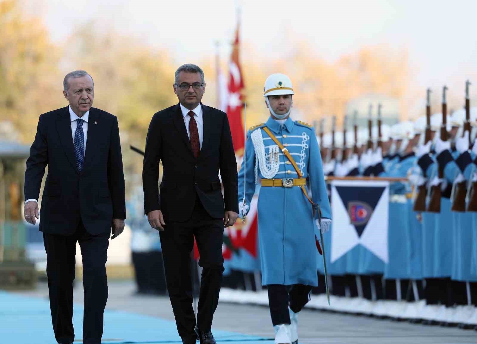 Cumhurbaşkanı Erdoğan, KKTC Cumhurbaşkanı Erhürman’ı resmi törenle karşıladı