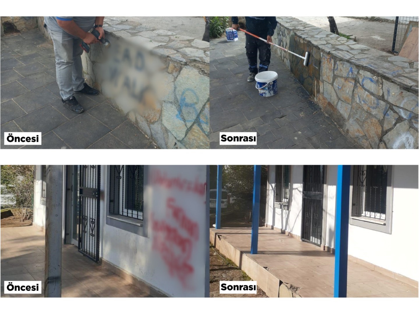 Kent estetiğini bozan yazılar ve resimler belediye ekiplerince temizleniyor
