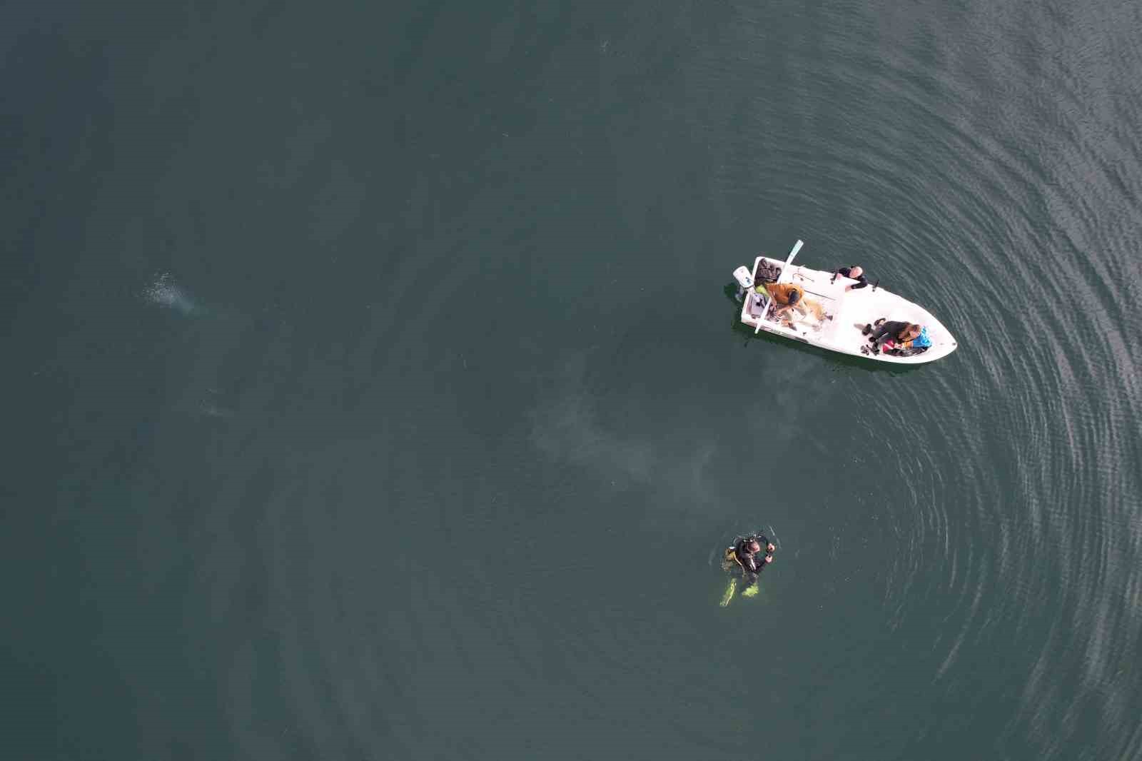 Sapanca Gölü’ndeki endişelendiren kabarcıklar su altından ve havadan görüntülendi