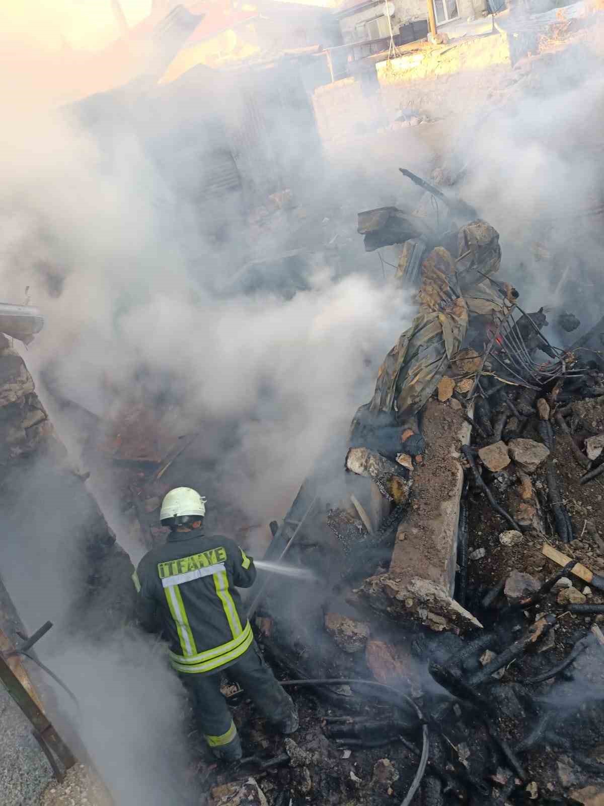 Ahırda başlayan yangın iki eve sıçradı