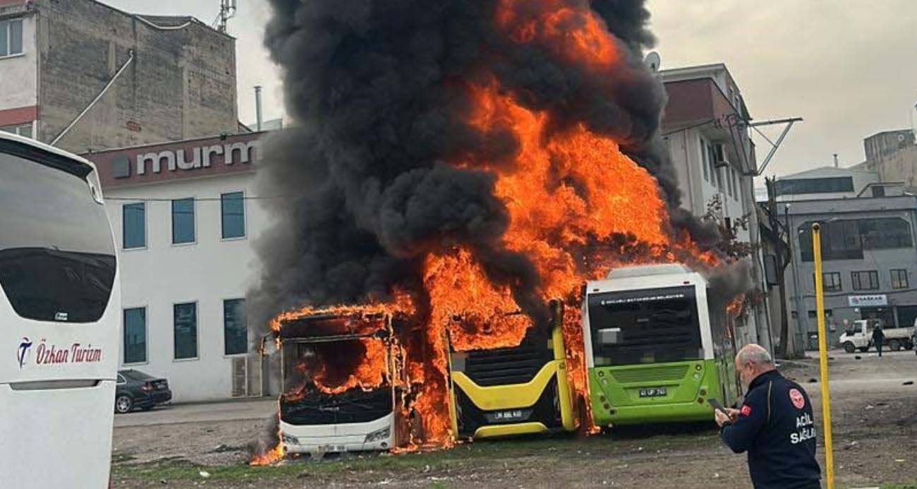 Park halindeki otobüsler cayır cayır yandı