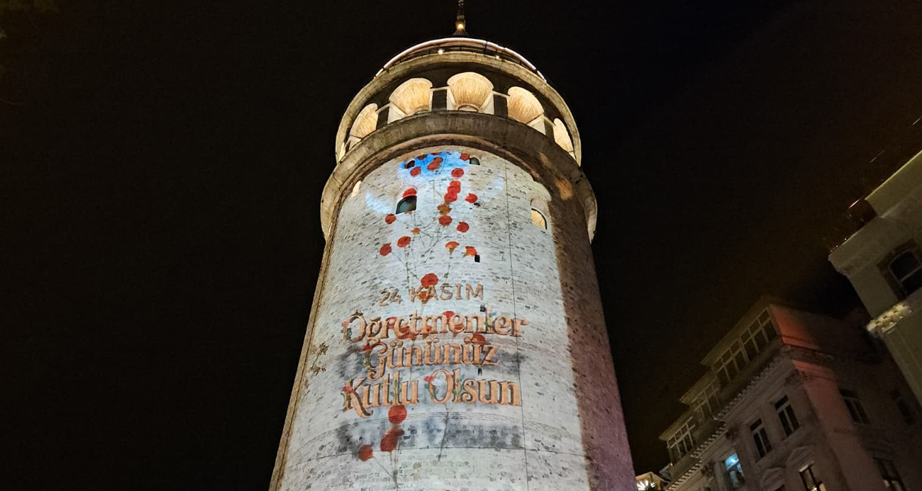 İstanbul’da Öğretmenler Günü Galata Kulesi’ne yansıtılan görsellerle kutlandı