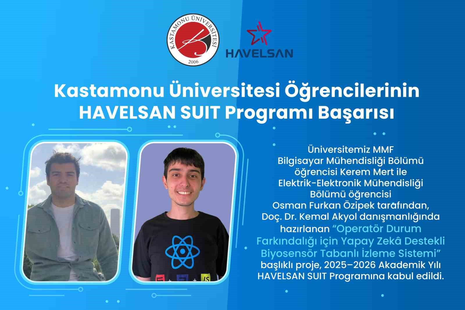 Kastamonu Üniversitesi öğrencilerinin projesi HAVELSAN SUIT’e kabul edildi