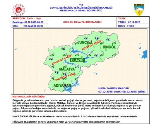 Tunceli’de şiddetli yağmur ve fırtına etkili oldu