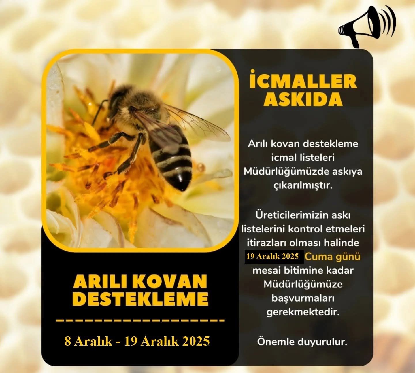 Söke’de arıcılara İcmal Listesi uyarısı