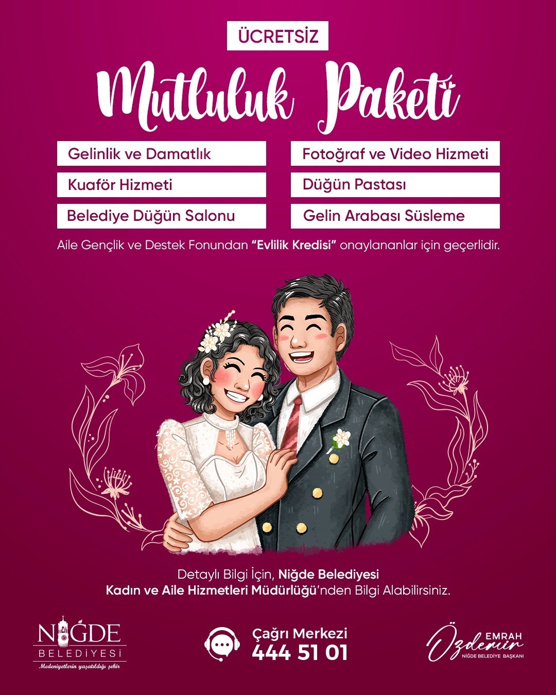 Niğde Belediyesi’nden genç çiftlere 